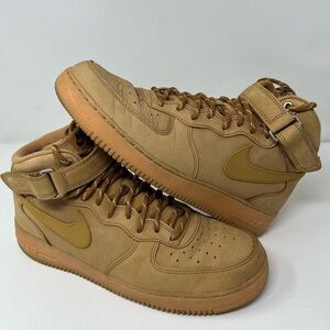 Nike Air Force 1 Mid ’07 Flax DJ9158-200 Wheat Brown Size 11.5 Excellent Cond